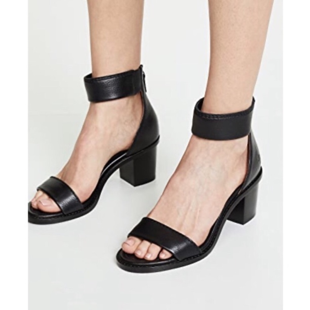Frye Black Leather Brielle Chic Ankle Sandal Heels - Picture 16 of 16